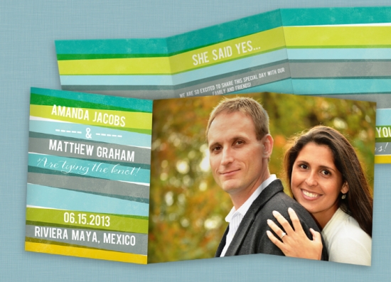 Save the Date Cards -- Engaging Stripes in Blue