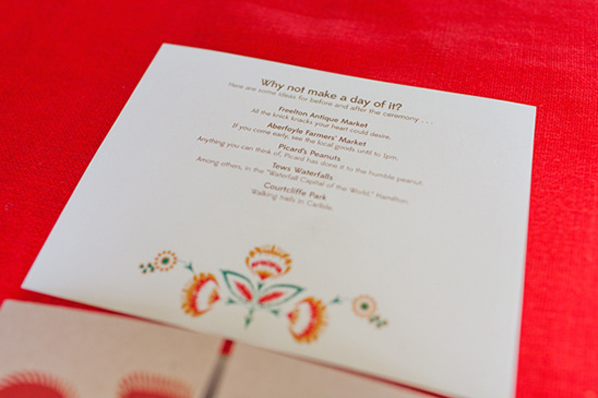 Wedding invitation insert suggesting local attractions