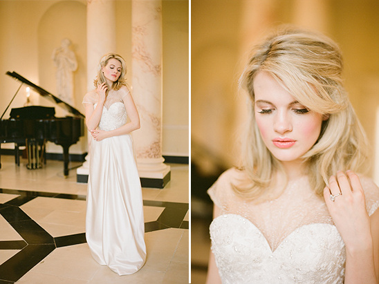 Elegant bride in flowing wedding gown