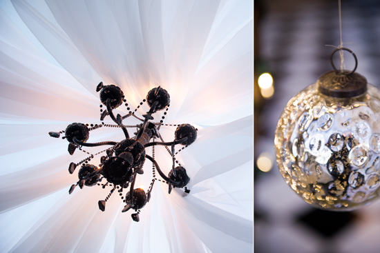 Elegant chandelier and ornate glass ornament
