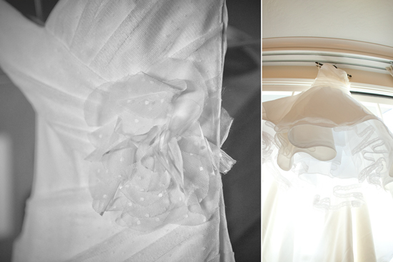 White wedding dress with delicate flower detail