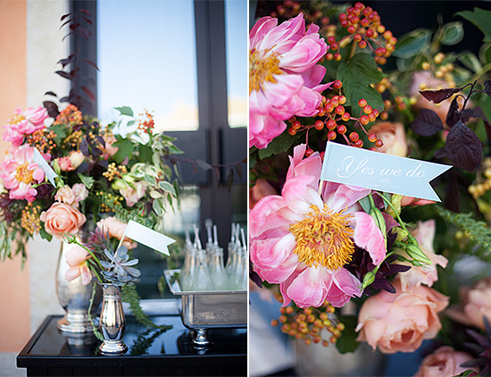 Wedding flowers with Yes we do sign