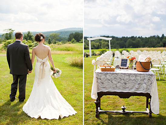Bride and groom at outdoor wedding ceremony