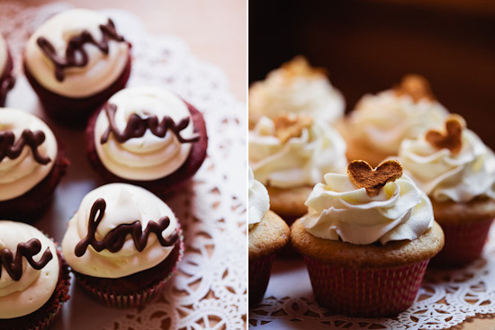 Two types of cupcakes for romantic celebration event