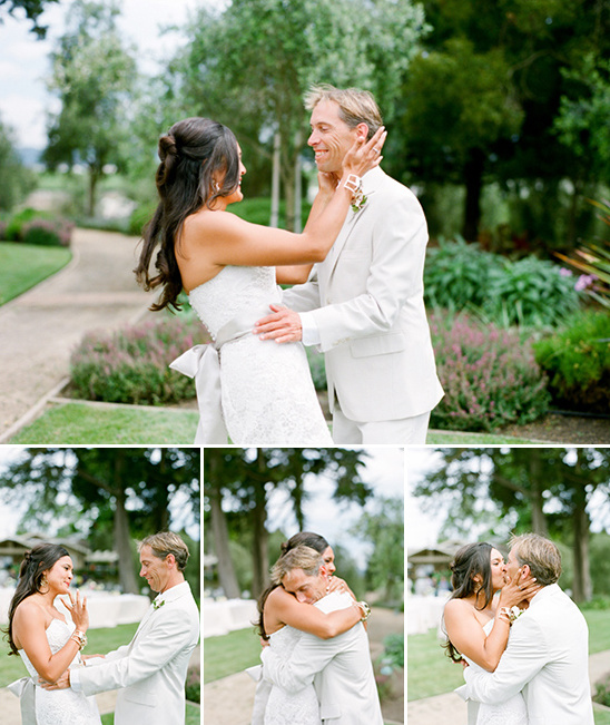 Bride and groom share an emotional first look moment