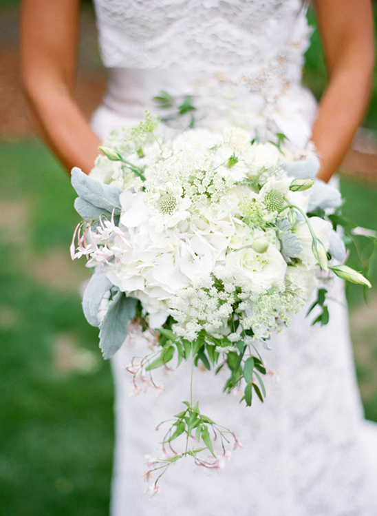 Elegant white bridal bouquet with greenery