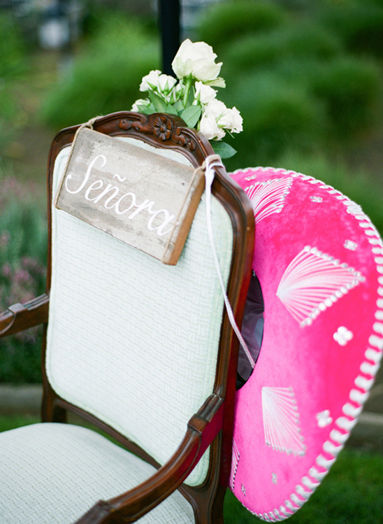 Reserved seat sign with flowers and sombrero
