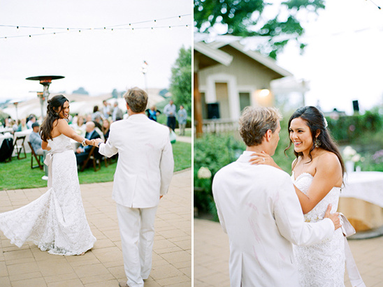 Bride and groom's first dance at wedding reception