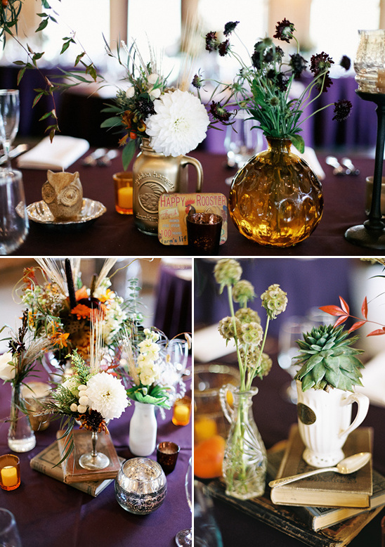 Rustic wedding centerpieces with autumn flowers