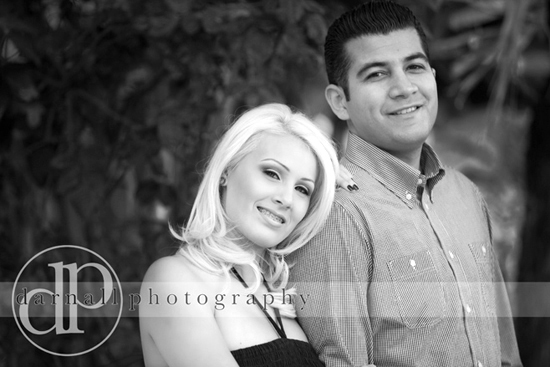 Romantic black and white couple portrait