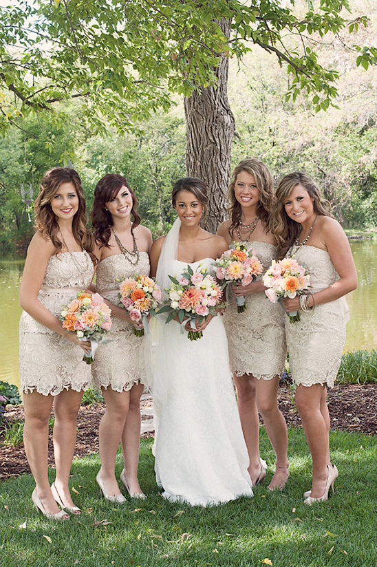 Beige bridesmaid dresses wedding party
