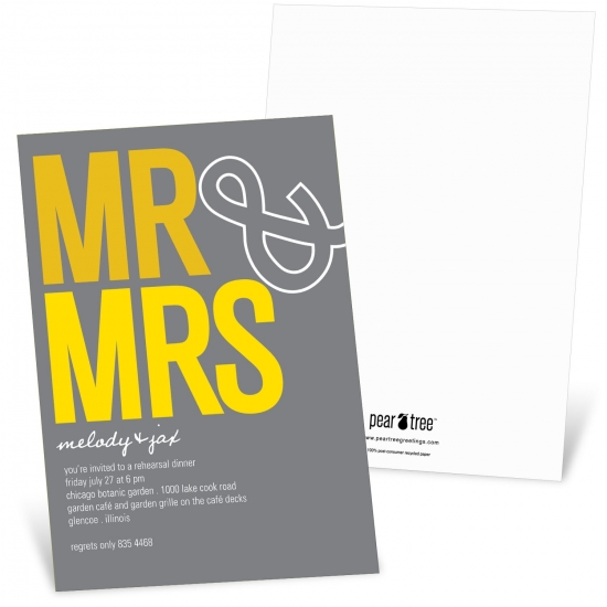 Casual Rehearsal Dinner Invitations -- "To the Mr. & Mrs."