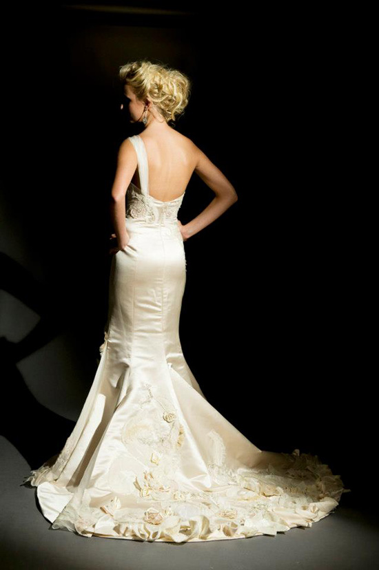Elegant ivory wedding gown with intricate details