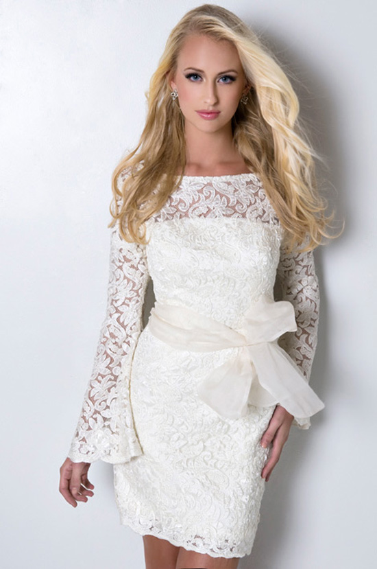 Elegant white lace dress with long sleeves