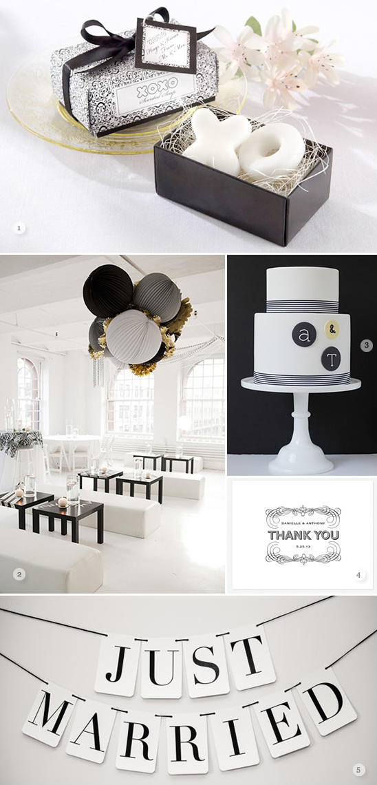 Black and white themed elegant wedding decorations ideas