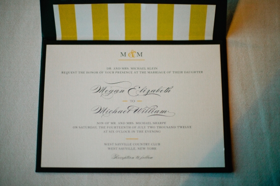 Elegant wedding invitation for Megan and Michael