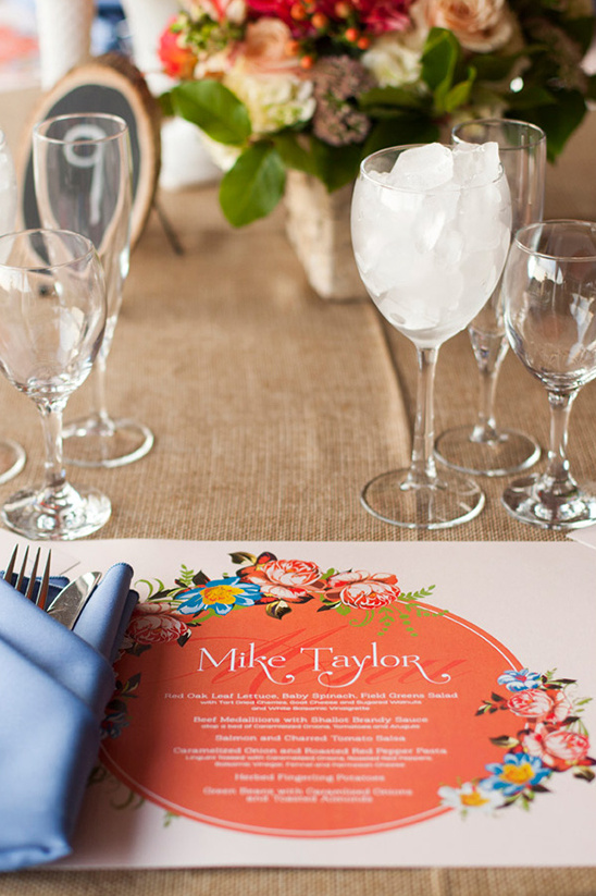 Mike Taylor's wedding place setting menu
