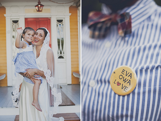 Bride with daughter, wedding day happiness