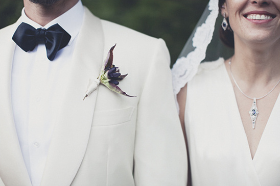 Elegant wedding couple in white attire