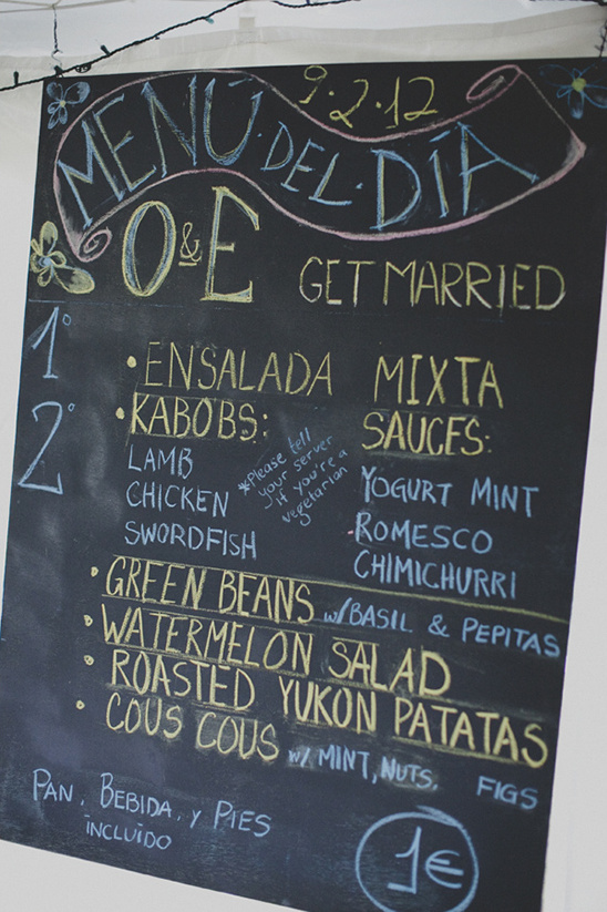 Daily chalkboard menu: O&E Get Married, 1€ includes food & drinks