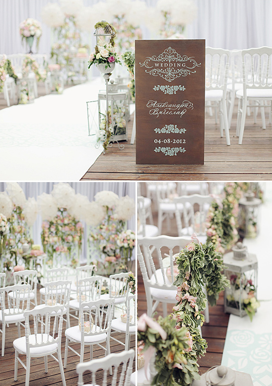 Wedding ceremony setup with floral decorations
