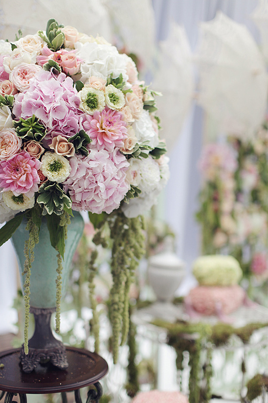 Beautiful pastel flower arrangement in vase