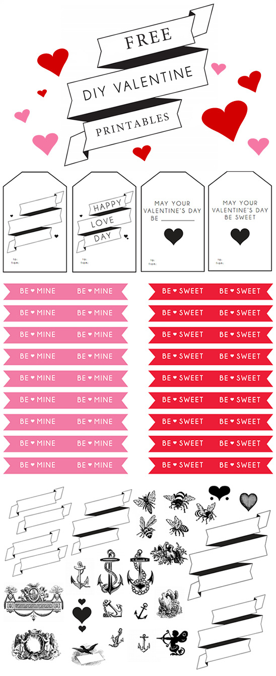 Free printable Valentine's Day tags and banners