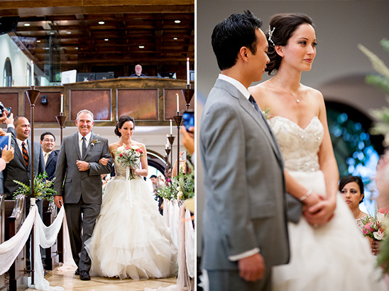 Elegant bride walking down the aisle, soon to be married