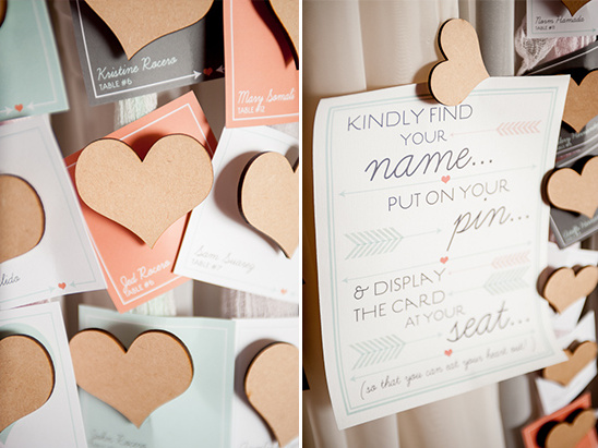 Heart-shaped wedding seating chart, charming decor for the guests