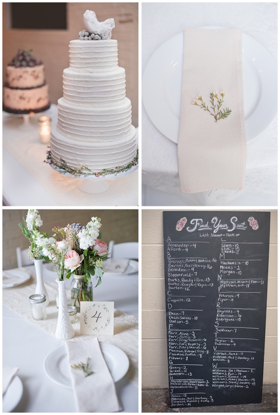 Wedding decor showcasing a beautiful cake and seating chart