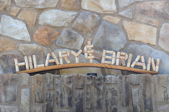 Hilary & Brian names spelled out with wine corks
