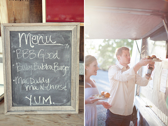 Wedding menu and food truck serving burgers and mac n cheese
