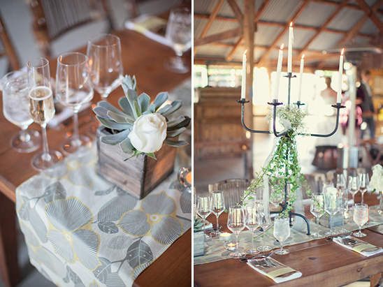 Wedding table setting with flowers, candles, and champagne glasses