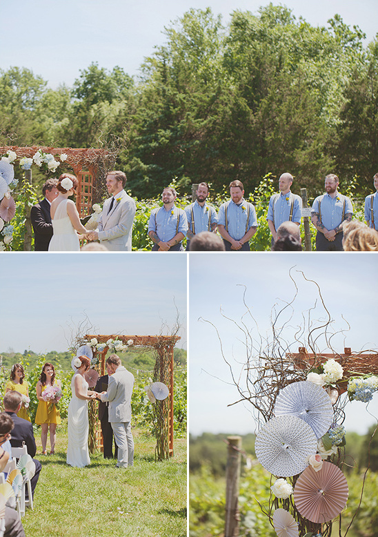 Elegant outdoor wedding ceremony in a vineyard setting