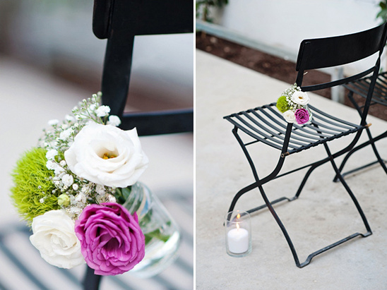 Floral arrangement on black chair
