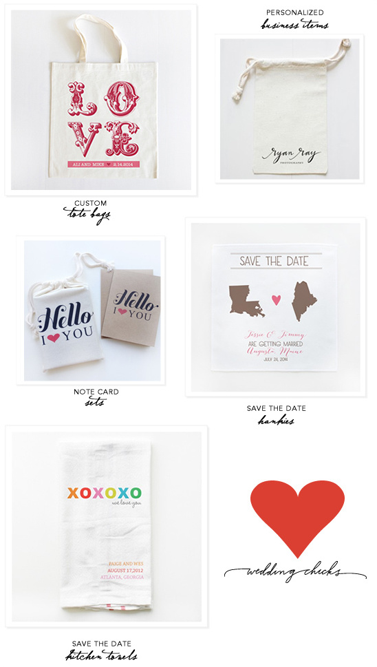Custom wedding favors tote bags note cards and more
