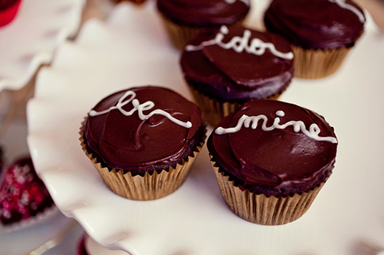Chocolate cupcakes with romantic I do be mine icing