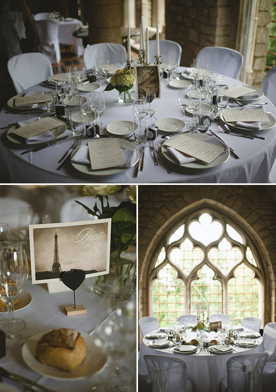 Elegant Parisian wedding reception table setting
