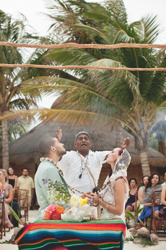 Mayan wedding ceremony at a tropical beach resort