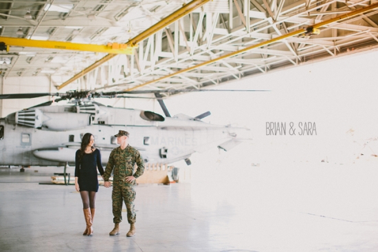 Brian and Sara engagement photos military helicopter
