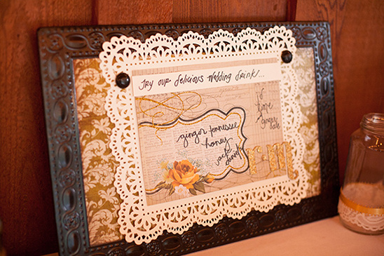 Framed sign for a delicious wedding drink recipe card