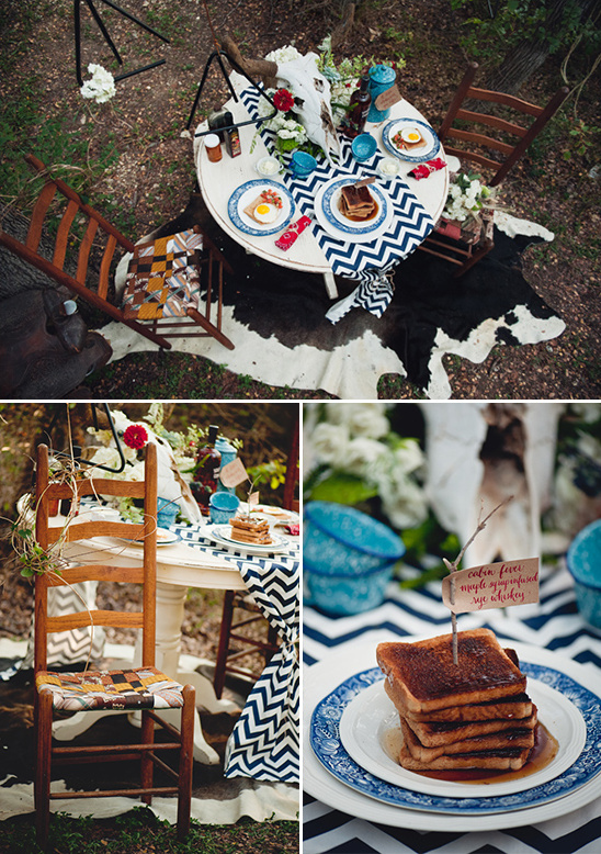 Rustic outdoor breakfast table setting