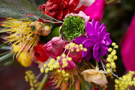 Colorful and vibrant bouquet of assorted fresh cut flowers in full bloom