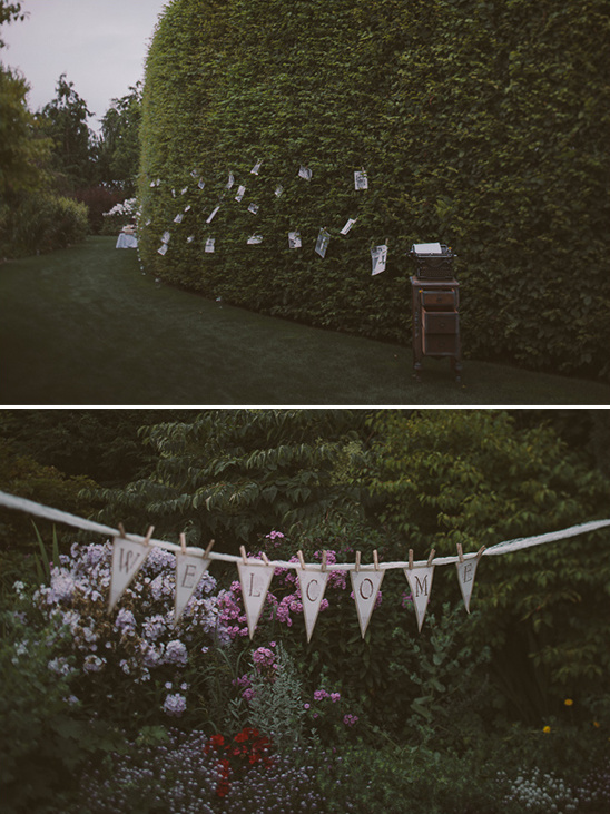 A garden welcome sign with vintage flair creates a serene, inviting scene