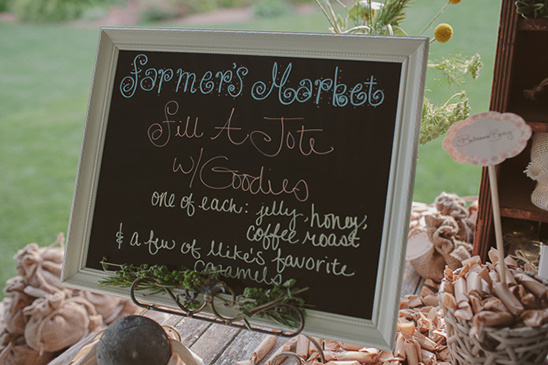 Farmers Market sign with goodies and coffee roast for sale