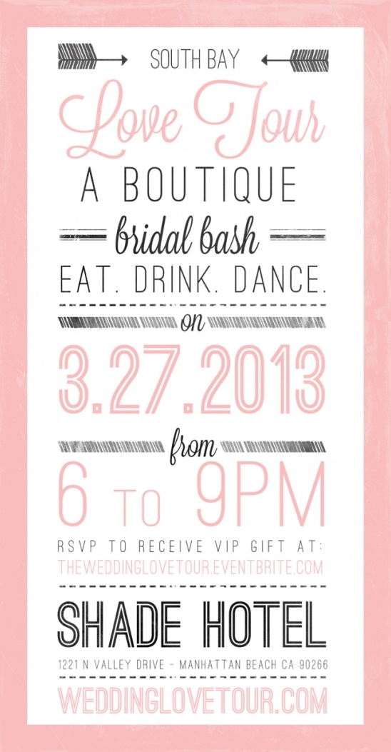 South Bay Love Tour bridal bash event invitation details