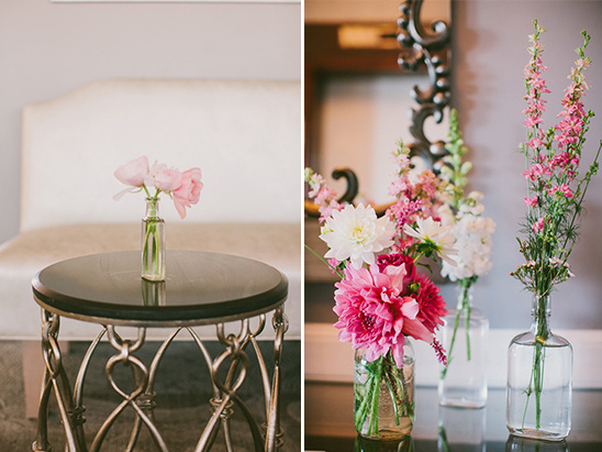 Elegant flower arrangements in vases on a table for home decor