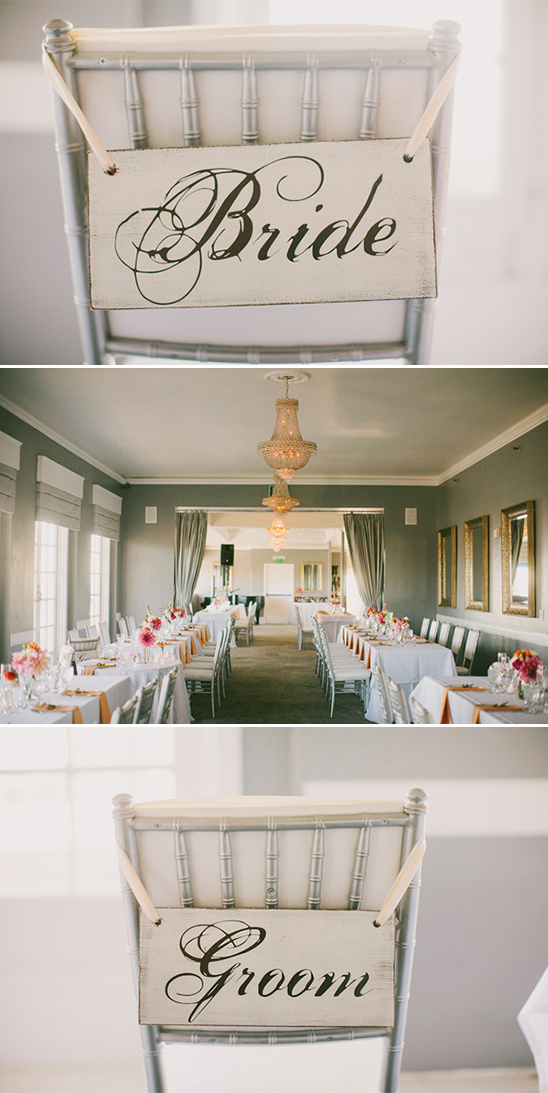 Bride and Groom chairs at wedding reception decor