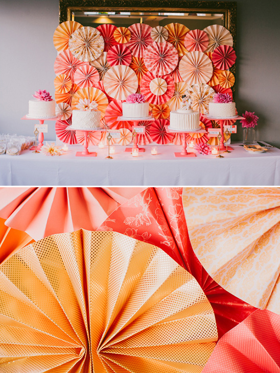 orange and pink cake table