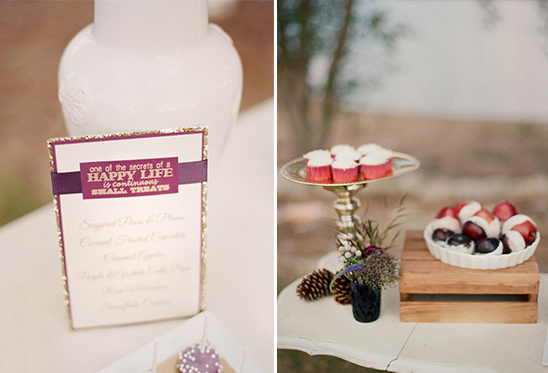 Elegant dessert table with cupcakes and fresh fruit